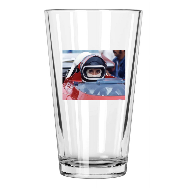 1972 Driver Jacky Ickx Photo Formula 1 U.S. Grand Prix Pint Beer Drinking Glass