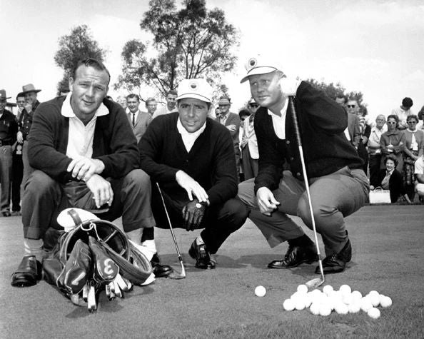 1972 Pga Golfers Glossy Magnet Jack Nicklaus, Gary Player And Arnold Palmer