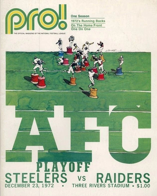 1972 Pittsburgh Steelers Vs Oakland Raiders Magnet Football Picture Nfl