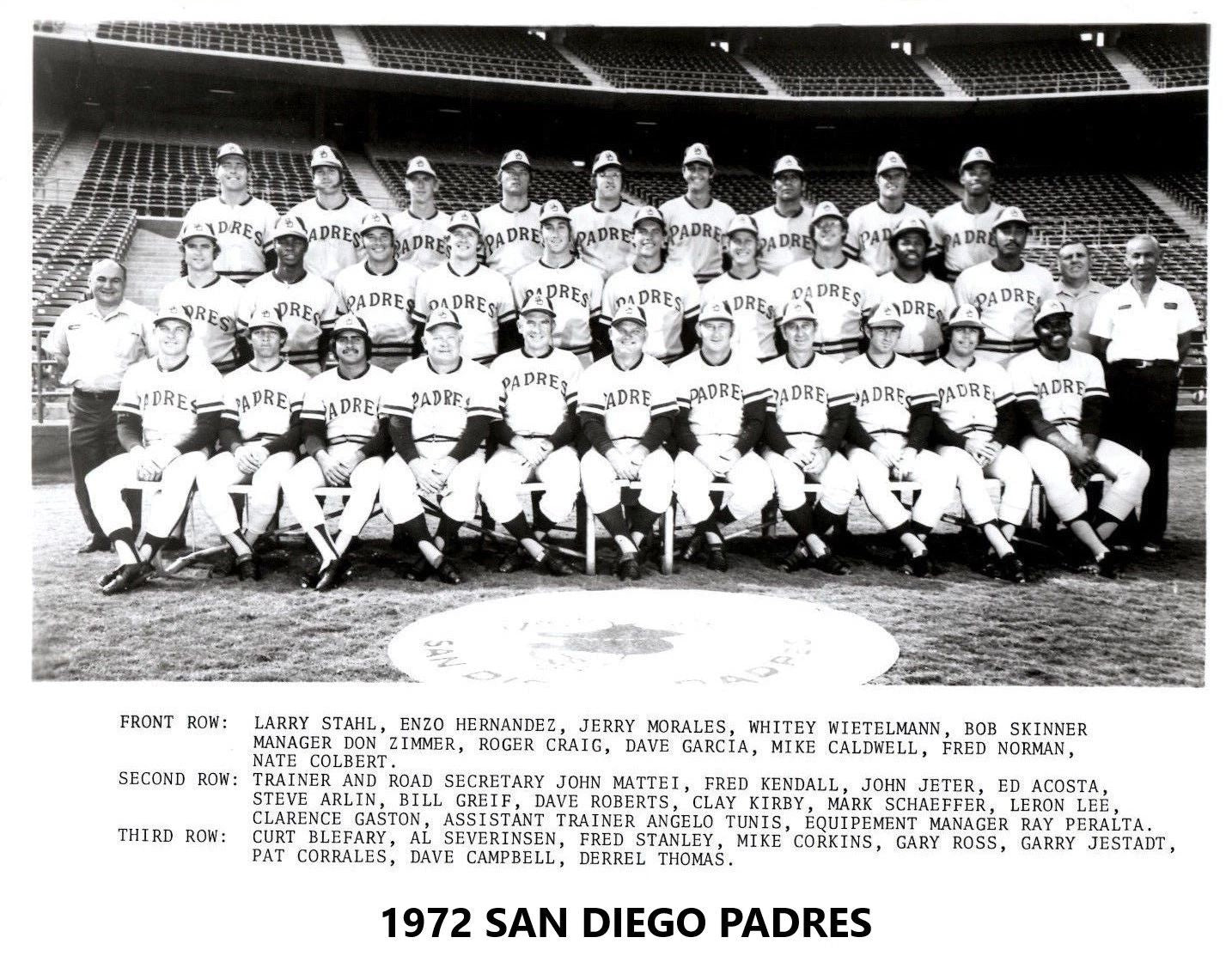 1972 San Diego Padres Team Photo Baseball Picture Mlb
