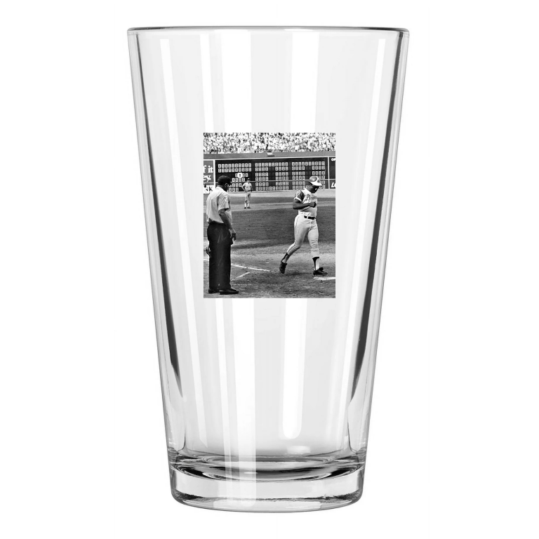 1973 Atlanta Braves Hank Aaron Photo 700Th Home Run Pint Beer Drinking Glass