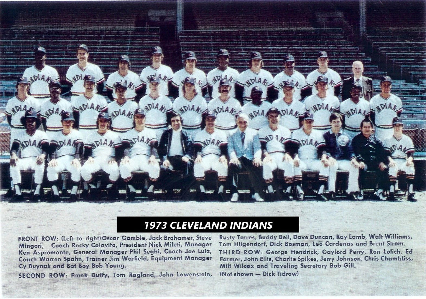 1973 Cleveland Indians Team Photo Baseball Picture Mlb