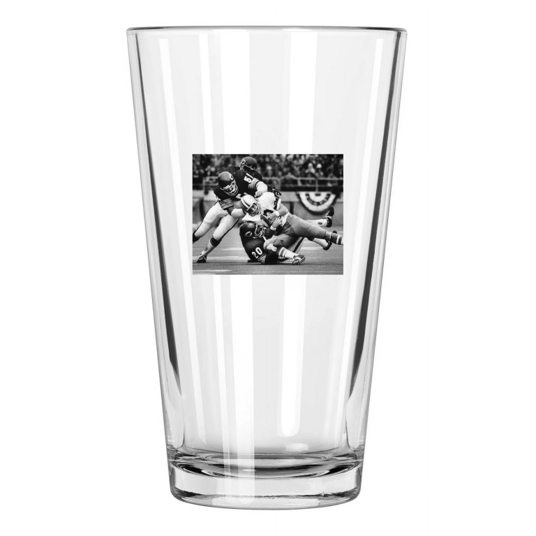 1973 Chicago Bears Dick Butkus Sacks Roger Staubach Football Pint Beer Glass