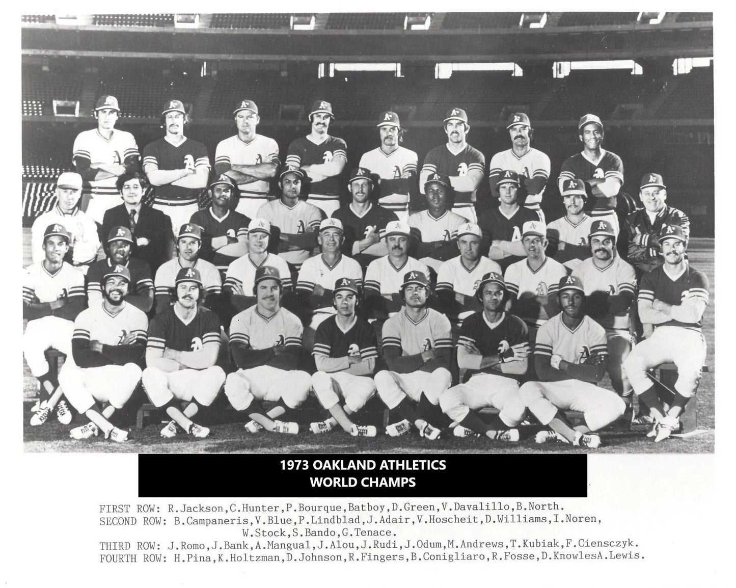 1973 Oakland Athletics A'S Team Magnet Mlb Baseball Picture World Champs