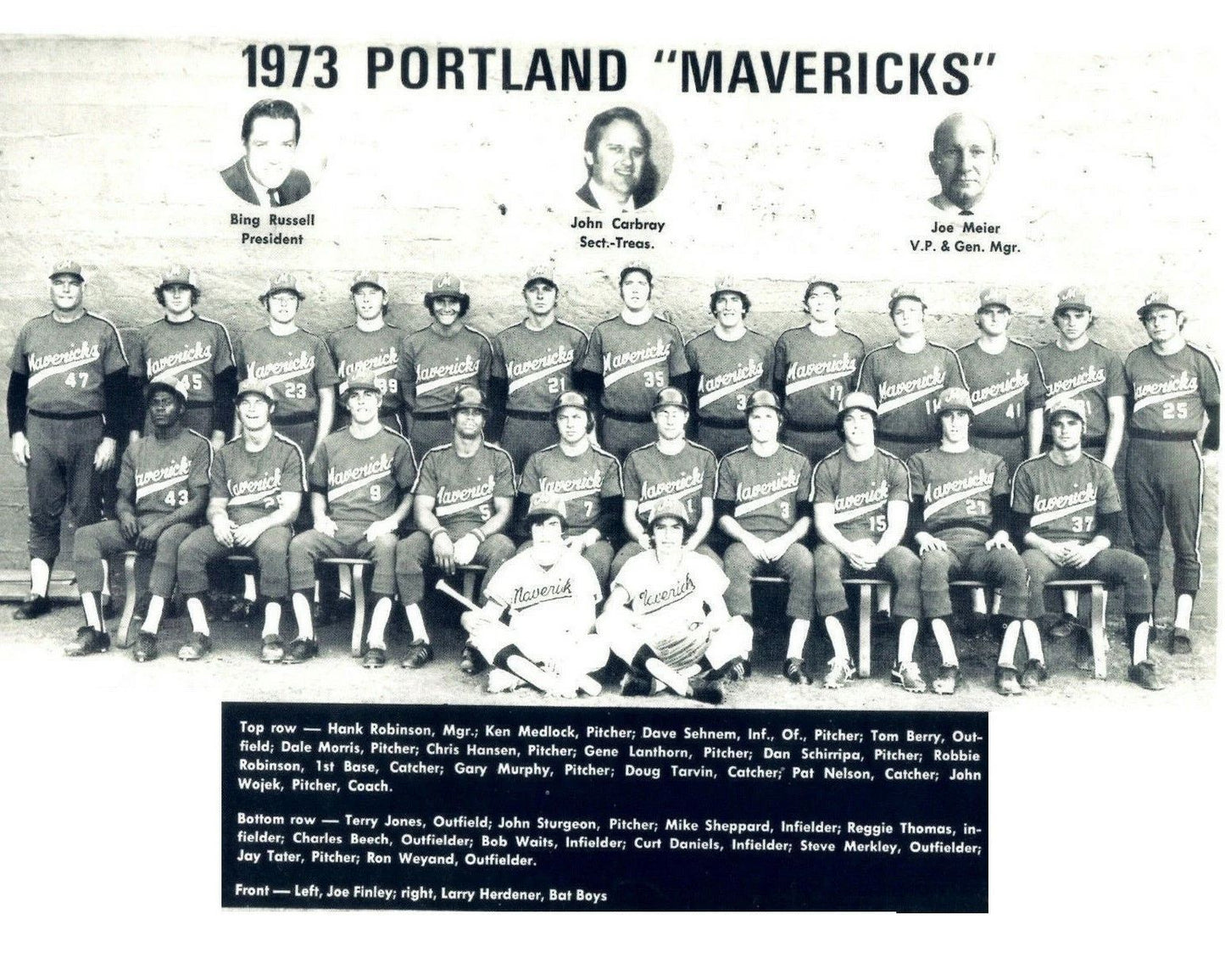 1973 Portland Mavericks Team Photo Baseball Picture Pcl