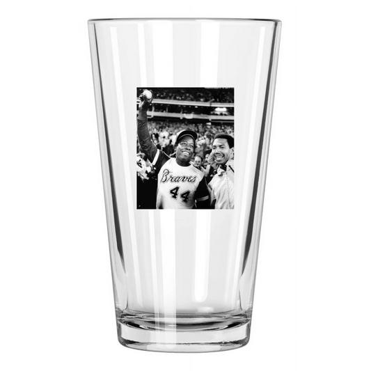 1974 Atlanta Braves Hank Aaron Photo 715Th Home Run Pint Beer Drinking Glass