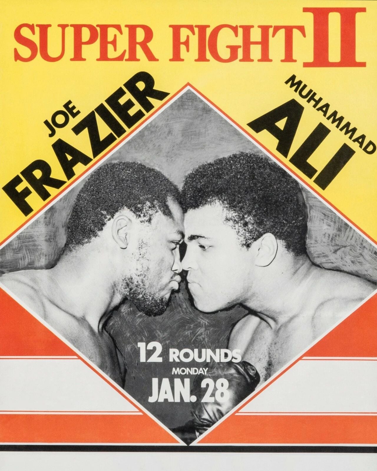 1974 Boxing Glossy Photo Muhammad Ali Vs Joe Frazier Title Fight Ii Print