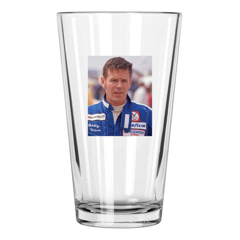 1974 Famous Driver Bobby Unser California 500 Usac Pint Beer Drinking Glass