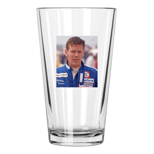 1974 Famous Driver Bobby Unser California 500 Usac Pint Beer Drinking Glass