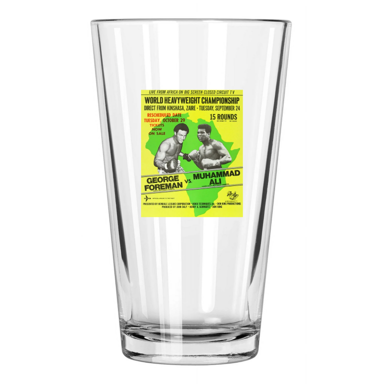 1974 Heavyweight Boxers George Foreman Vs Muhammad Ali Pint Beer Drinking Glass