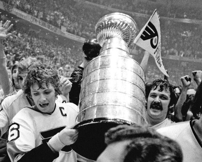 1974 Philadelphia Flyers Bobby Clarke And Bernie Parent Glossy Keychain Champs