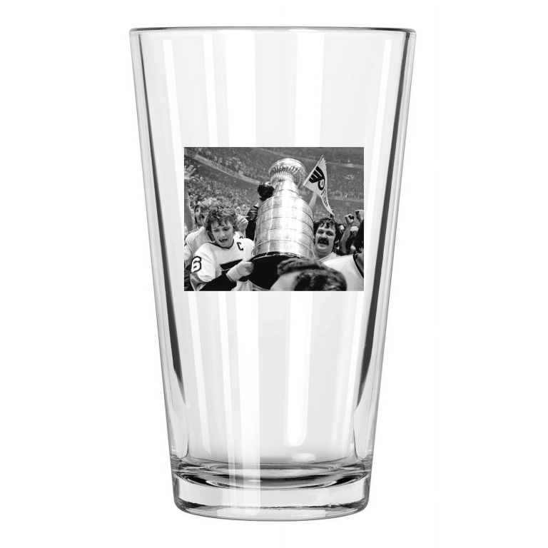1974 Philadelphia Flyers Bobby Clarke And Bernie Parent Champs Pint Beer Glass