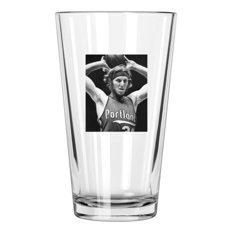 1974 Portland Trail Blazers Bill Walton Photo Hof 93 Pint Beer Drinking Glass