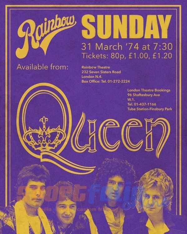 1974 Queen Concert Glossy Photo London Print Poster