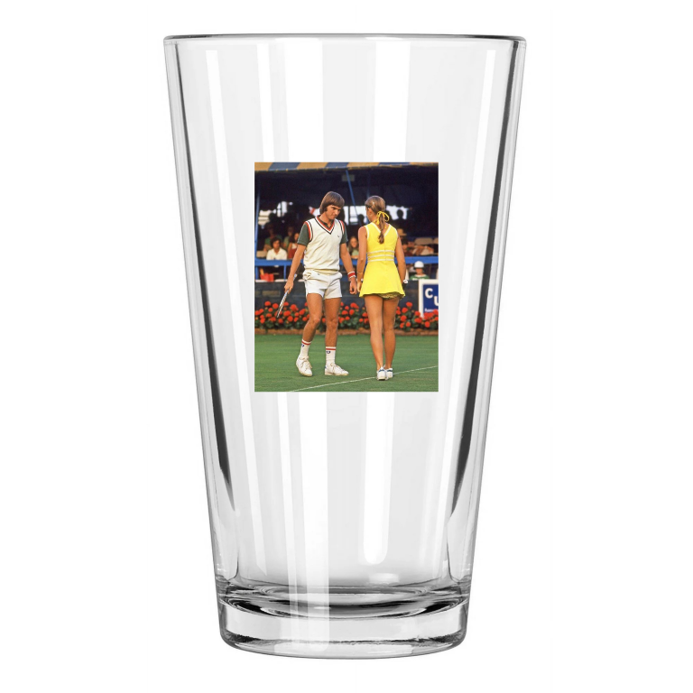 1974 Tennis Doubles Jimmy Connors And Chris Evert Photo Pint Beer Drinking Glass
