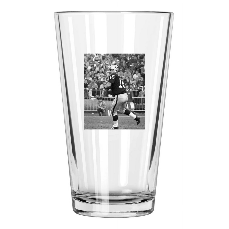 1975 Oakland Raiders George Blanda Photo Coliseum Pint Beer Drinking Glass