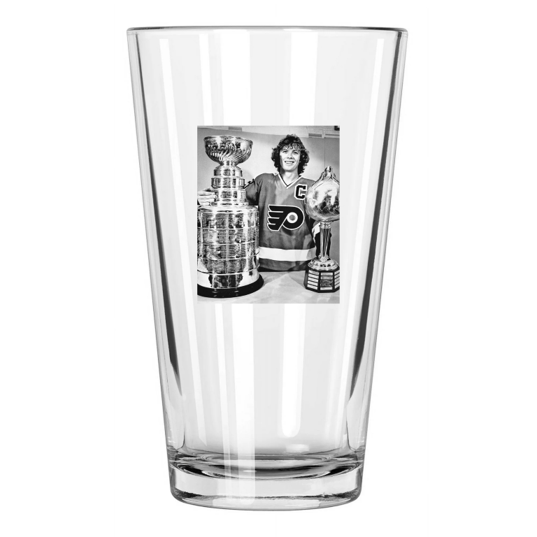 1975 Philadelphia Flyers Bobby Clarke Stanley Cup, Hart Trophy Pint Beer Glass