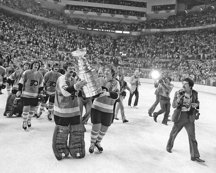 1975 Philadelphia Flyers Bobby Clarke And Bernie Parent Glossy Magnet Champs