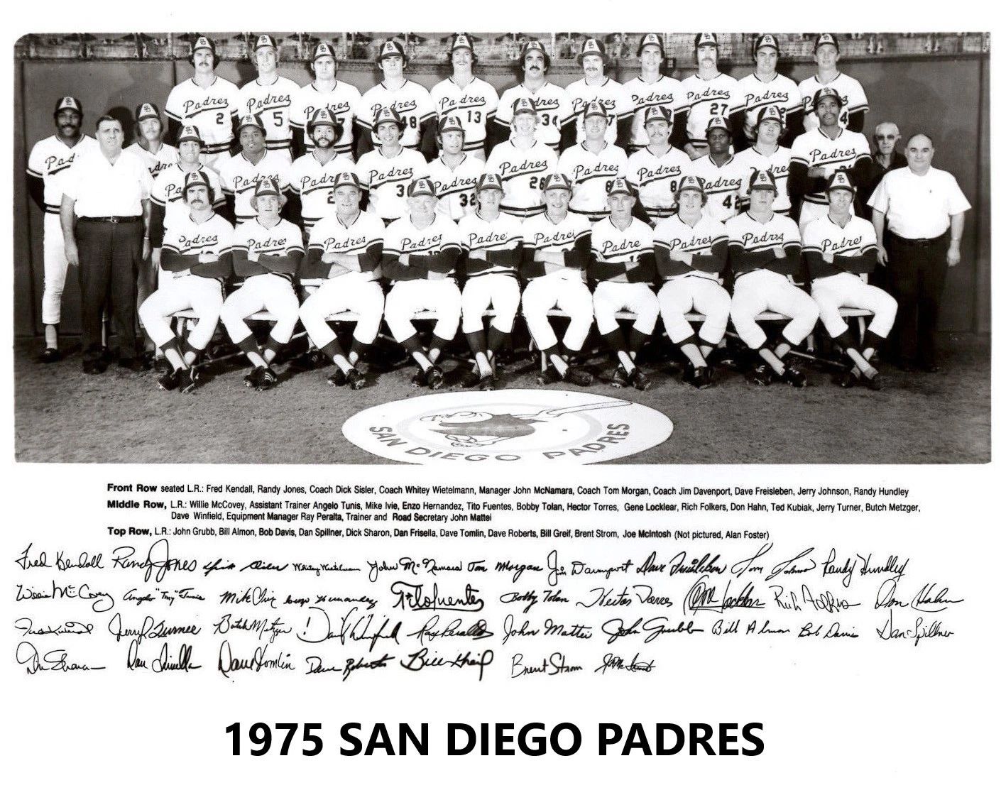 1975 San Diego Padres Team Magnet Baseball Picture Mlb