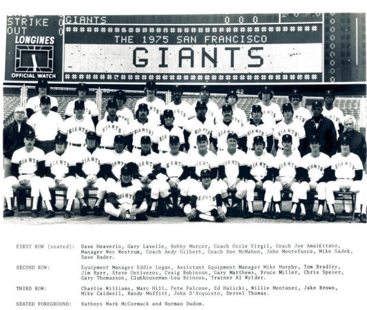 1975 San Francisco Giants Team Photo Baseball Picture Mlb