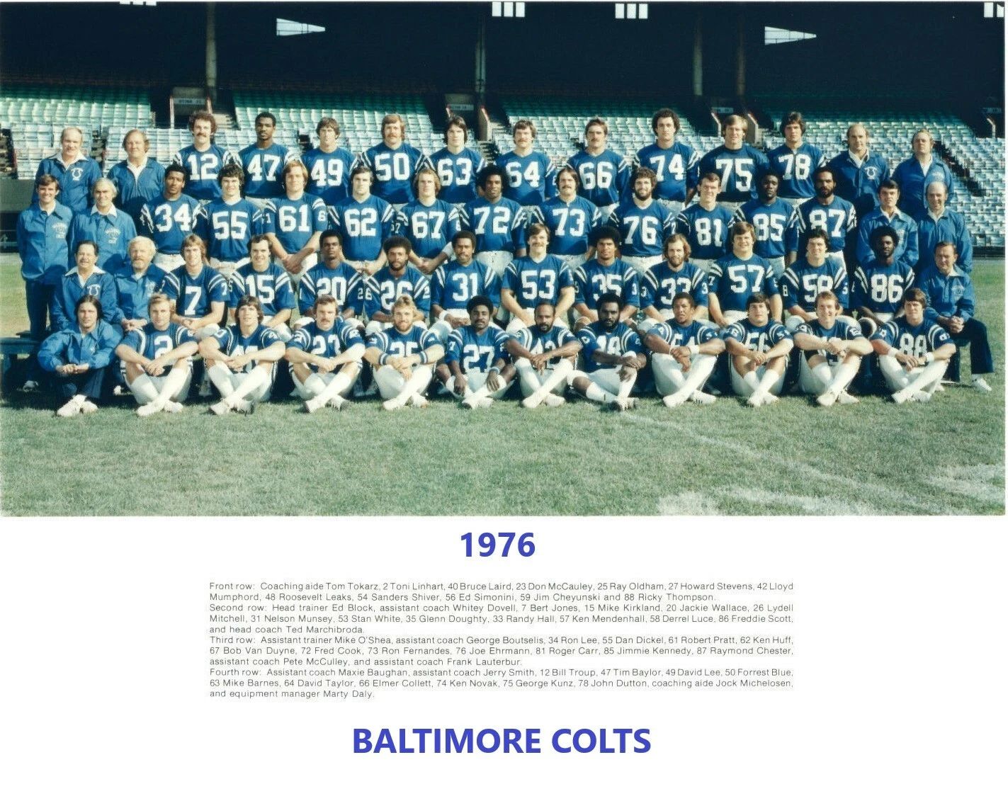 1976 Baltimore Colts Team Keychain Football Picture Nfl