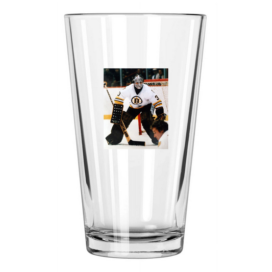 1976 Boston Bruins Gerry Cheevers Photo Hockey Hof 85 Pint Beer Drinking Glass