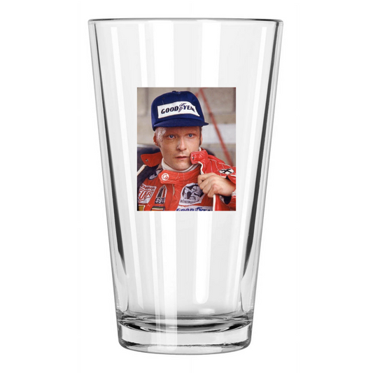 1976 Driver Niki Lauda U.S. Grand Prix East Ferrari Pint Beer Drinking Glass