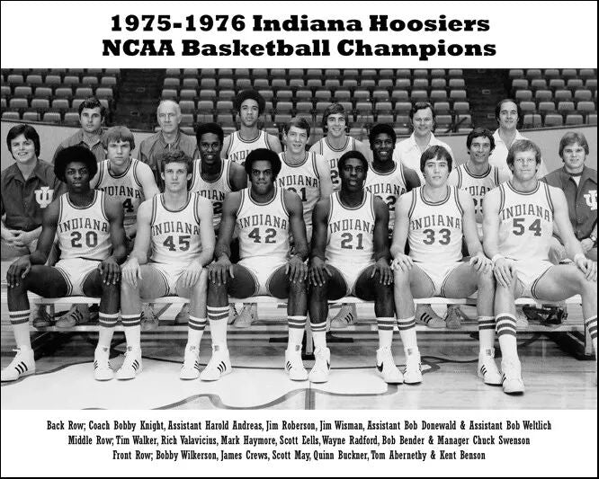 1976 Indiana Hoosiers Bobby Knight Glossy Photo Ncaa Champions Poster Print