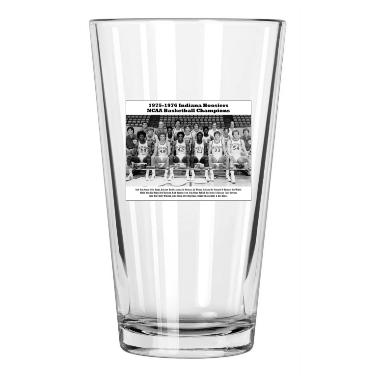 1976 Indiana Hoosiers Bobby Knight Photo Ncaa Champions Pint Beer Drinking Glass