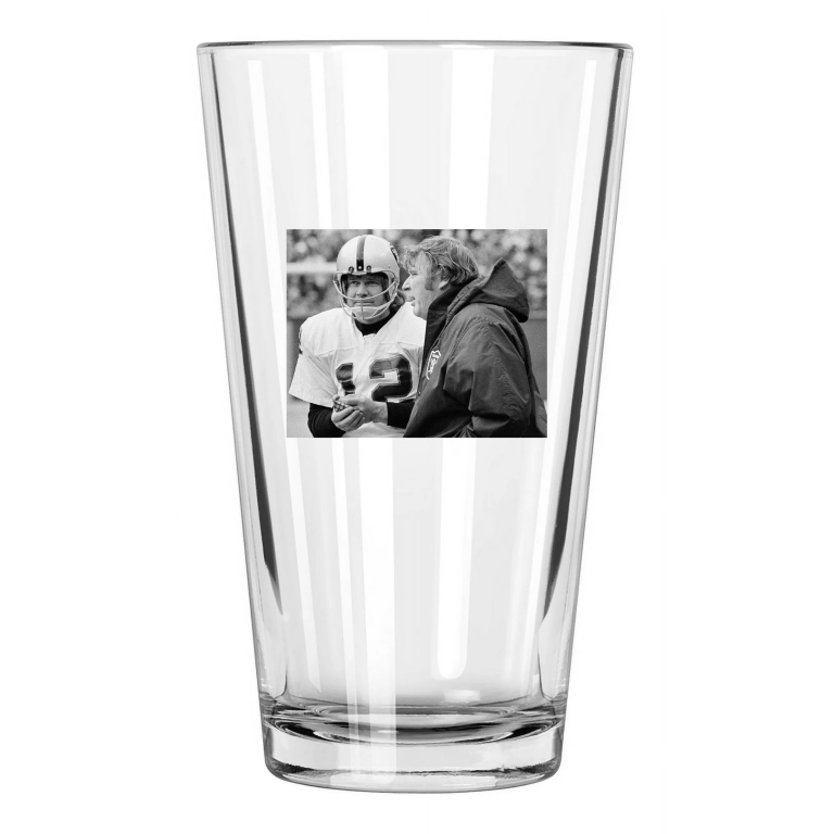 1976 John Madden And Ken Stabler Photo Oakland Raiders Pint Beer Drinking Glass