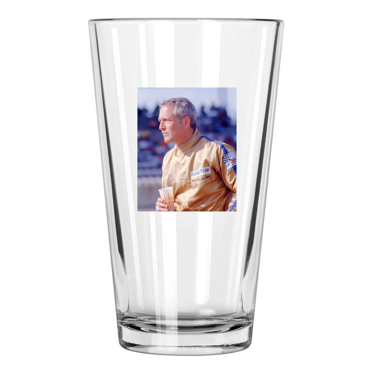 1976 Road Atlanta Driver Paul Newman Photo Scca Pint Beer Drinking Glass