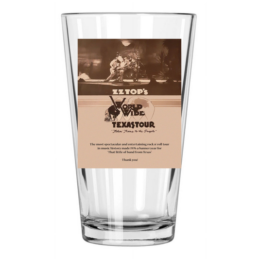 1976 Rock Band Zz Top Dusty Hill And Billy Gibbons Pint Beer Drinking Glass