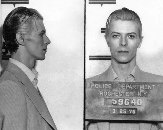 1976 Singer David Bowie Glossy Mugshot Photo Print Rochester, Ny Poster