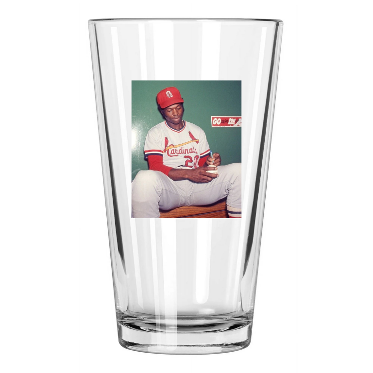 1976 St Louis Cardinals Lou Brock Signing A Baseball Hof 85 Pint Beer Glass