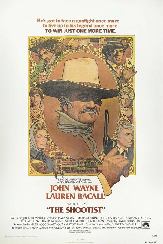 1976 The Shootist Movie Poster John Wayne Jb Books Lauren Bacall
