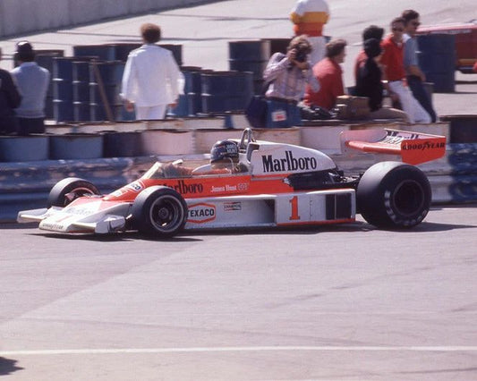 1977 Driver James Hunt Glossy Photo U.S. Grand Prix West Poster Mclaren