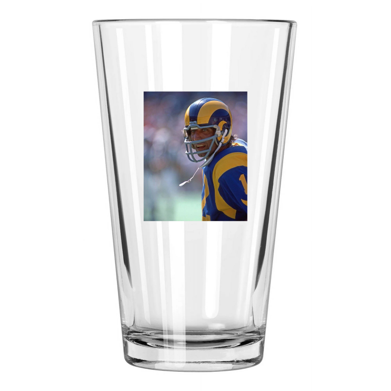 1977 Los Angeles Rams Joe Namath Photo Football 1 Pint Beer Drinking Glass
