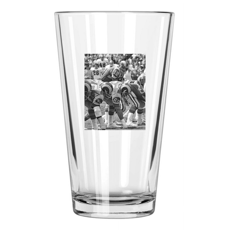 1977 Los Angeles Rams Joe Namath Photo Football 2 Pint Beer Drinking Glass