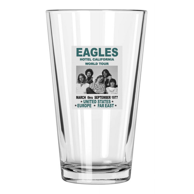 1977 Rock Band The Eagles Photo World Tour Glenn Frey Pint Beer Drinking Glass