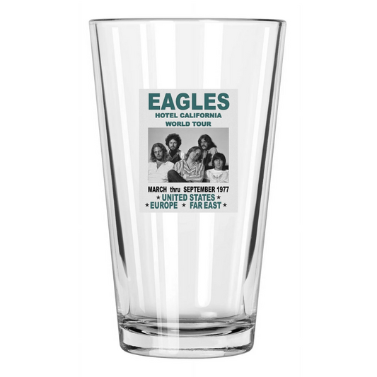 1977 Rock Band The Eagles Photo World Tour Glenn Frey Pint Beer Drinking Glass