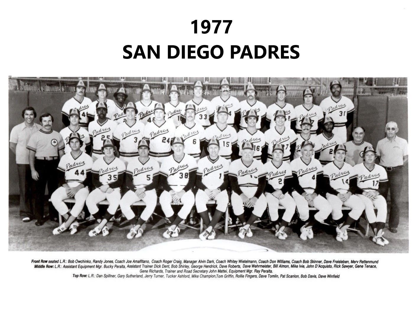 1977 San Diego Padres Team Keychain Baseball Picture Mlb