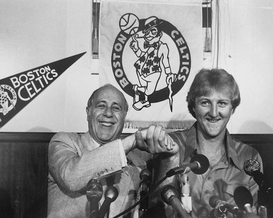 1978 Boston Celtics Larry Bird And Red Auerbach Glossy Photo Draft Print