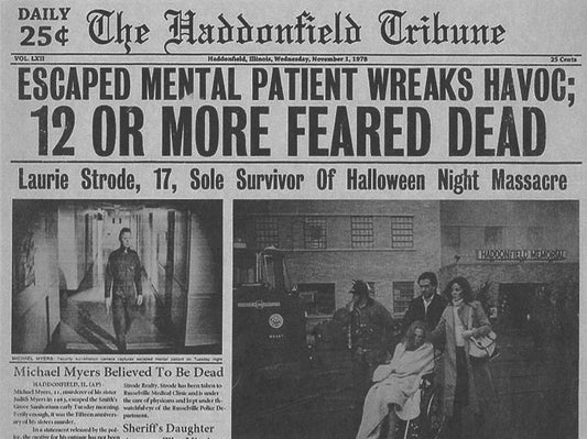 1978 Halloween Haddonfield Tribune Escaped Mental Patient Michael Myers