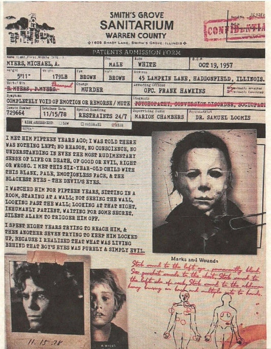 1978 Halloween Smiths Grove Sanitarium Poster Michael Myers Haddonfield
