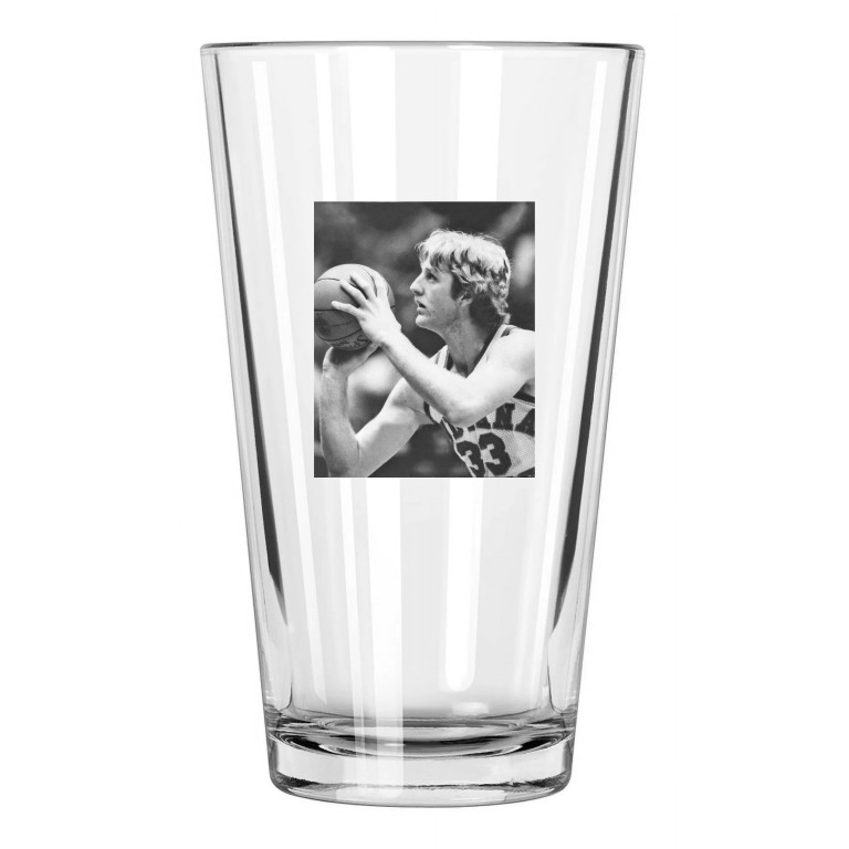 1978 Indiana State Larry Bird Photo Basketball Pint Beer Drinking Glass