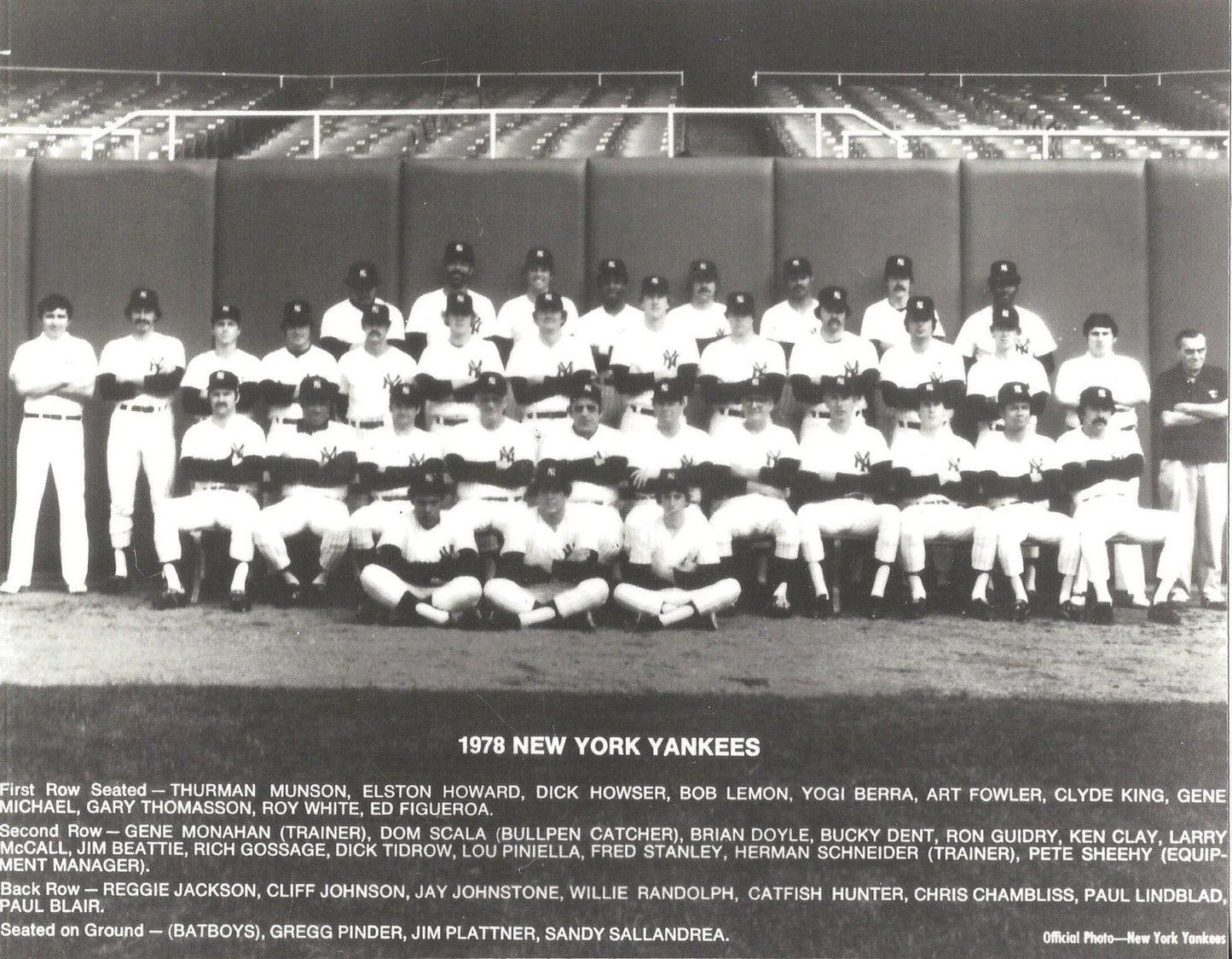 1978 New York Yankees Team Photo Baseball Mlb Picture Ny