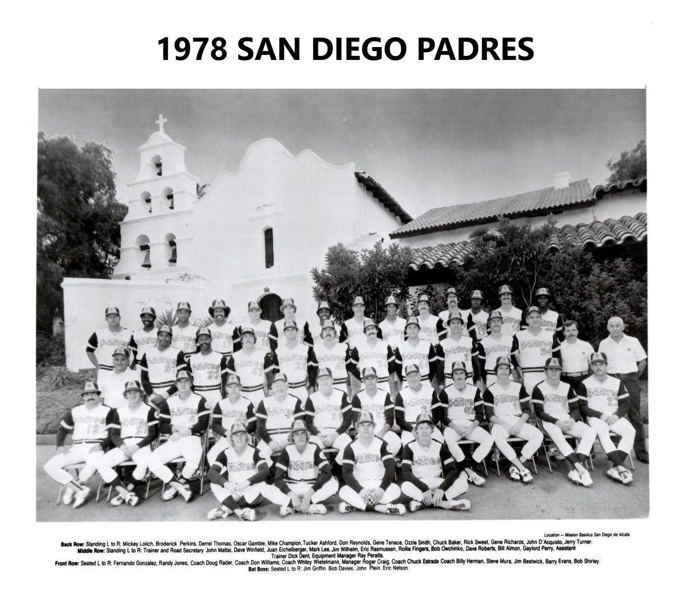 1978 San Diego Padres Team Keychain Baseball Picture Mlb