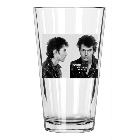 1978 Sid Vicious Mugshot Photo Sex Pistols Bassist Pint Beer Drinking Glass