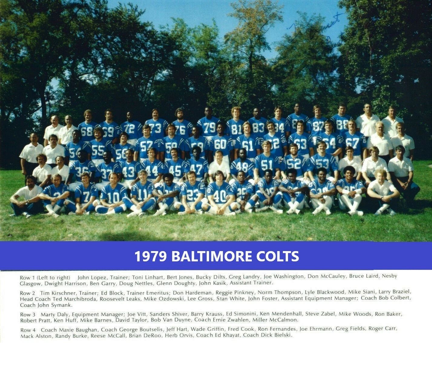 1979 Baltimore Colts Team Photo Football Picture Nfl