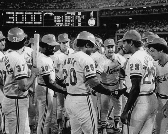 1979 St Louis Cardinals Lou Brock Glossy Magnet '3000 Hit' Baseball Print